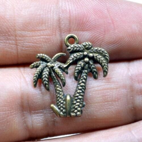 29pcs 20mm Antique Bronze Coconut Tree Pendant DIY Jewelry Pendant Metal Charms Coconut Tree Pendant JP-59