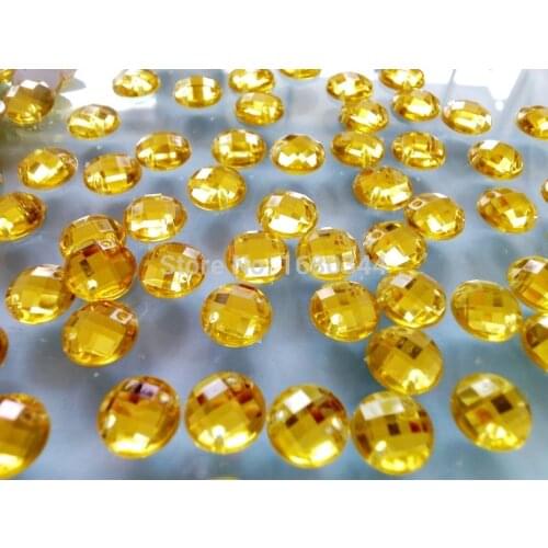 300pcs Light golden yellow Sew on gem flatback rhinestonesl round 9m crystal stones beads hand sewing for dress shoes bag