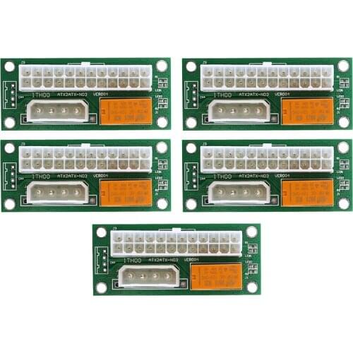 5 Pcs)Dual PSU Power Supply Sync Adapter Add2Psu ATX 24Pin to 4Pin Molex Synchronous Connector Riser Cable Miner Mining