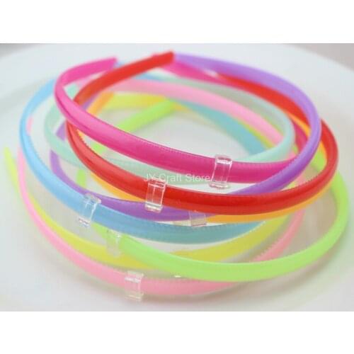 50pcs new Mixed Plastic hairbands Simple Brief Style Hair Accessory Teeth candy color Headbands 8mm wide with base on