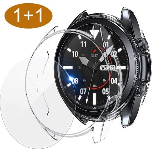 2 pcs for galaxy watch 3 45mm 41mm case + screen protector Tempered Glass film for galaxy watch 3 case cover HD glass membrana