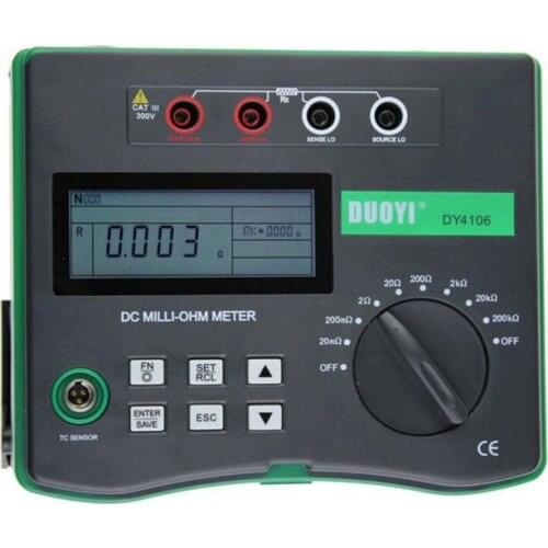 DY4106 Digital Microhmmeter Resistance Tester, With Temperature Compensation 100u-200k ohm
