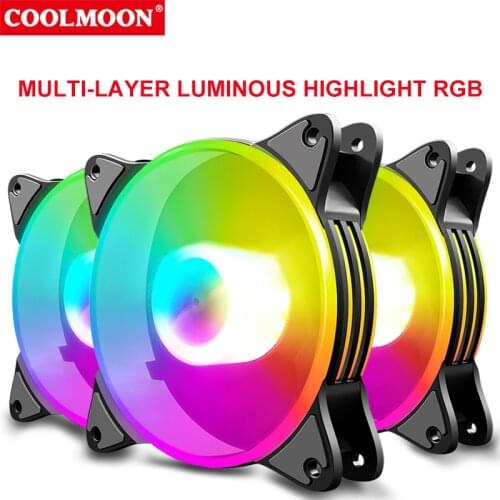COOLMOON RGB Chassis Fan 12cm Desktop Computer Multi-layer Light-emitting Silent Cooling Chassis Fan