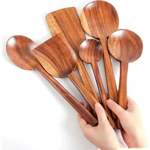 Wooden Kitchen Cooking Utensil Scoop Nonstick Cooking Ladle Dinner Food Spatula Spoon Food Kitchen Tools cooking set