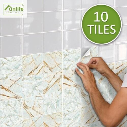 Funlife® BRILLIANT™ 15/20cm Cray Marble Tile Sticker Waterproof Wall Sticker Backsplash for Bathroom Kitchen Camper Home Decor