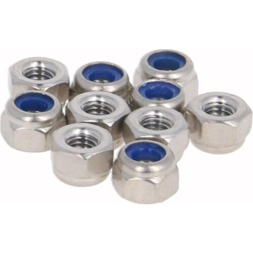 Mromax M2 M2.5 M3 Thread 304 Stainless Steel Nylon Insert Lock Nuts -Locking Hex Nuts Home Improvement Accessories Tools