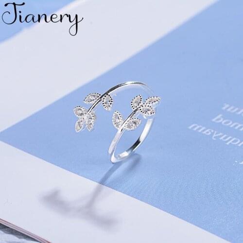 JIANERY Punk Vintage Silver Color Leaf Zircon Rings For Women Men Engagement Rings Girls Party Gifts Anillos 2019