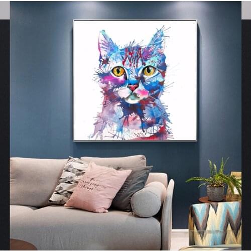 Watercolour Cat Pictures Animal Canvas Painting Wall Art For Living Room Bedroom Posters And Prints Cuadros Prints NO FRAME