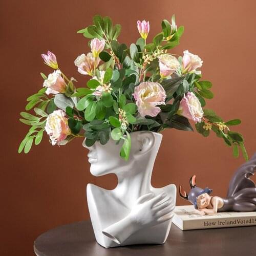 Creativity Ceramics Vase Abstract Human Face Crafts Furnishings Modern Home Decoration Desktop Flower Arrangement Flowers Vases