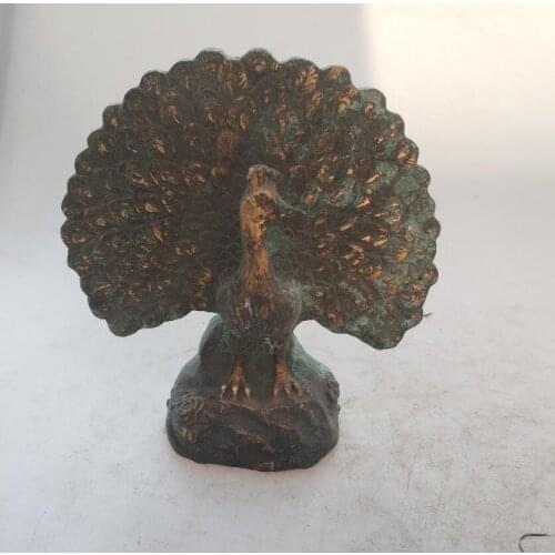 Collection chinese Handmade old bronze Peacock opening statue, Home Decoration antique sculpture