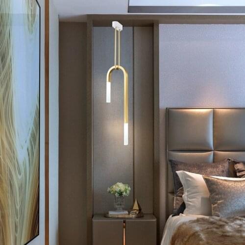 Creative dining room chandelier Nordic study art lamp post-modern luxury copper lighting