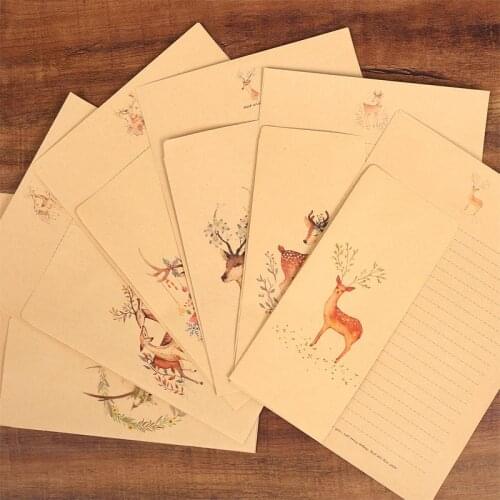 Creative Beautiful Love Letter Paper and Envelopes set with moose Valentines Day Christmas Thanksgiving Gift Mailing Envelopes