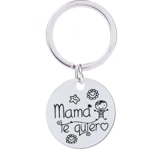 Mama Te Quiero Keychain Keyrings Engraved Jewelry Inspirational Mom Gift Mothers Day Gifts Stainless Steel Cute Key Chain