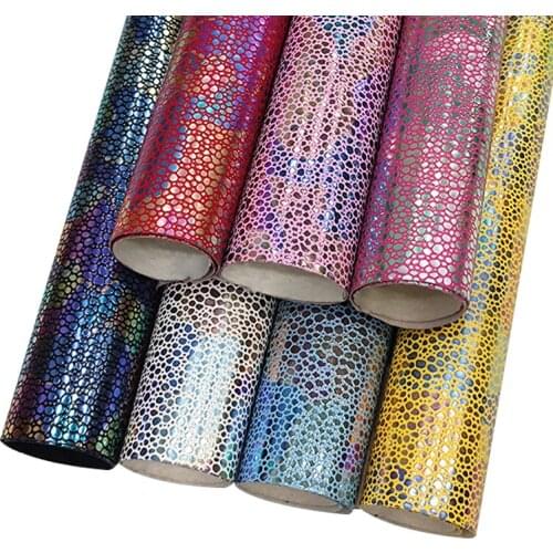 Multicolored Metallic Embossing Reflective PU Faux Synthetic Leather Fabric Sheet for Making Cover/Hair Bow/Decorative/Craft