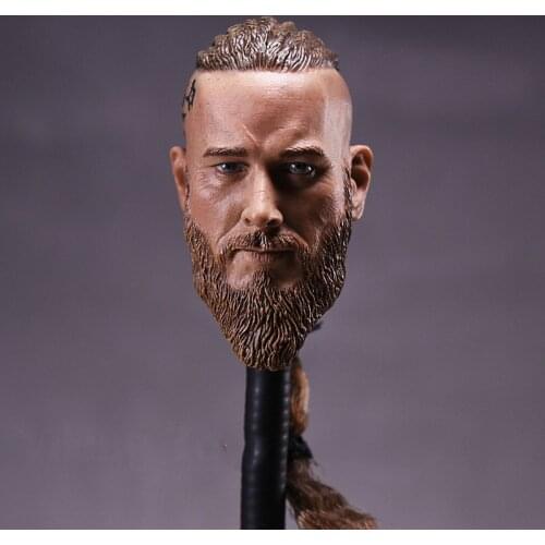 1/6 Scale Mens Head Sculpt Viking Travis Fimmel with Braid For 12 Inches Male Muscular Bodies Figures Dolls