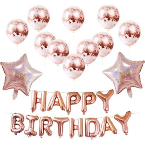 1 Set Birthday letter five-pointed star sequined balloon set Baby Boy Girl Birthday Party Decorations Kids shower