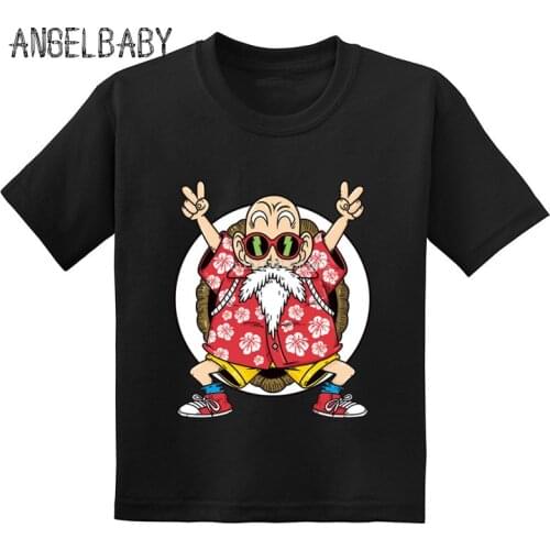 New Kame Sennin Muten Roshi Print Kids Funny T-shirt Baby Girls Summer Cotton T shirt Boys Cartoon Clothes,GKT264
