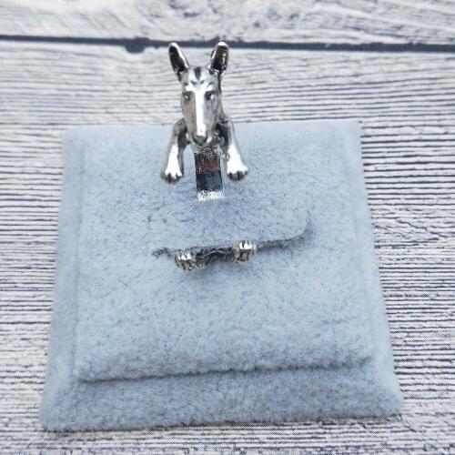 New Vintage Retro Bull Terrier Rings Classic Adjustable Bull Terrier Rings Women Animal Pet Dog Bull Terrier Jewellery