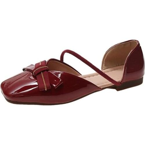 New womens single shoes fashion leather bow low-heel simple lightweight comfortable casual shoes women womens shoes