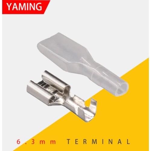 50set/bag 6.3mm Crimp Terminal Connector Splice cold terminal with transparent sheath for relay and PCB inserting