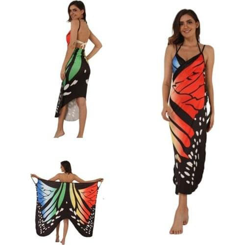 Print Women Dress Sexy Sling Becah Wear Dress Sarong Cover Up Warp Pareo Dress Towel Backless Swimwear Plus Size S-5XL Sundress