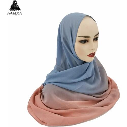 1PC Gradient New Arrival Smooth Chiffon Color Satin Scarf Shawl Plain Solider Colors Hijab muslim scarves scarf 15 colors choose