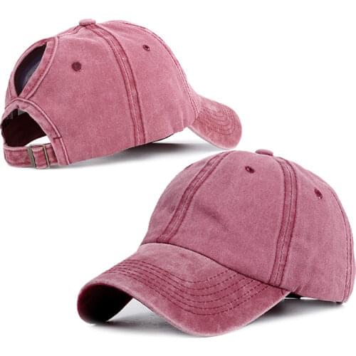 Outdoor Adjustable Cap with top hole for women washer wrinkle fabric baseball Cap Fishing Hunting Hiking Basketball Snapback Hat