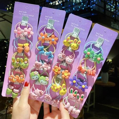 Cartoon Animal Flowers Princess Hair Band Children Girls Kids Elastic Hair Rubber Bands Accessories Tie Hair Ring Rope Headdress