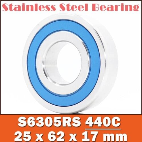 2PCS S6305RS Bearing 25*62*17 mm ABEC-3 440C Stainless Steel S 6305RS Ball Bearings 6305 Stainless Steel Ball Bearing