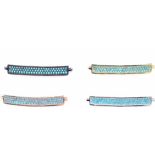 5.5×36.6mm Pavé-shaped Blue Shiny Crystal Personality Charm Jewelry Connector DIY Fashion Bracelet Accessories Wholesale