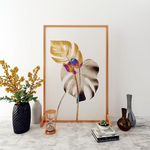 Nordic lighted art partition decoration living room porch bedroom home light luxury metal tropical leaf mobile screen