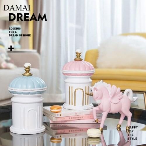 Nordic Modern Storage Jars with Lid Castle Decorative Resin Candy Jar Coffee Table Desktop Ornaments Living Room Decoration