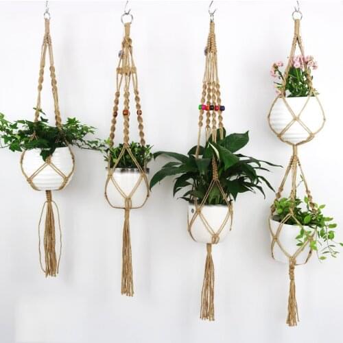 Home Garden Supplies Macrame Hanging Basket Plant Net Pure Cotton Hanging Basket Net Handwoven Art Custom Fresh Gardening