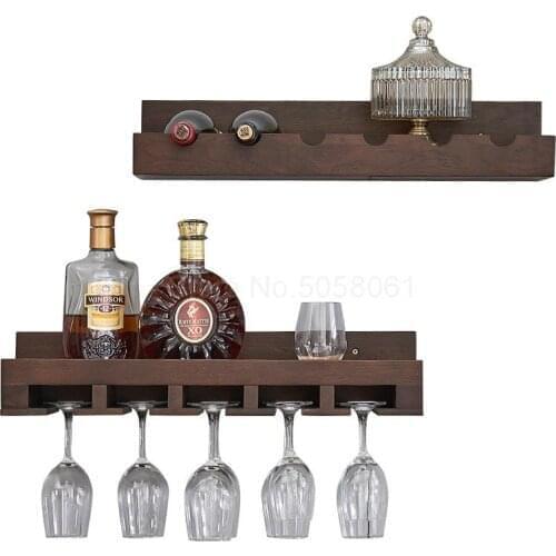 Solid wood wine rack rack wall hanging decoration living room wine shelf creative household bottle rack