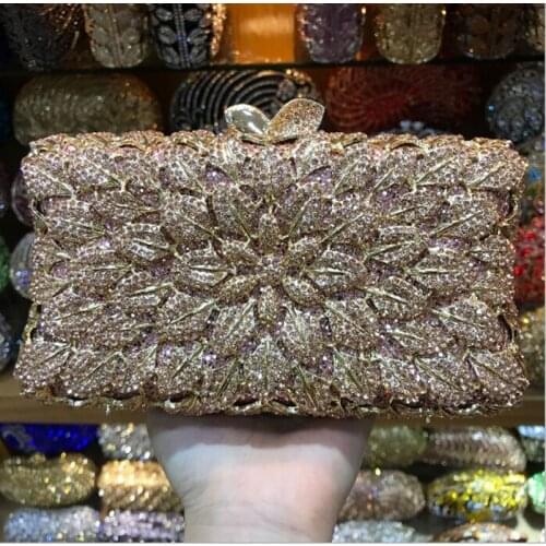 Women Evening Clutch Bags XIYUAN Brand Hollow Out Diamond Crystal Bridal Wedding Handbags Metal Clutches Shoulder CARD Purse