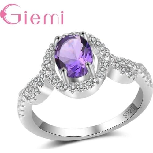 100% 925 Sterling Silver Retro Rings for Women Wedding/Engagement Jewelry Ring Gifts Girls Birthday Crystal Anillos