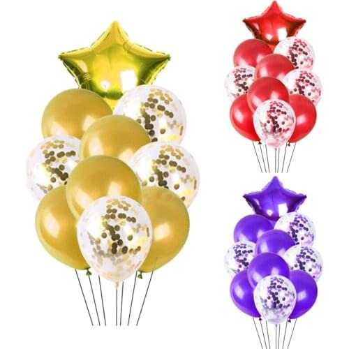 10pcs/set Rose Gold Confetti Sequin latex Balloons 2.2g latex 18 inch Star Balloon Birthday Party Wedding decoration Baby Shower