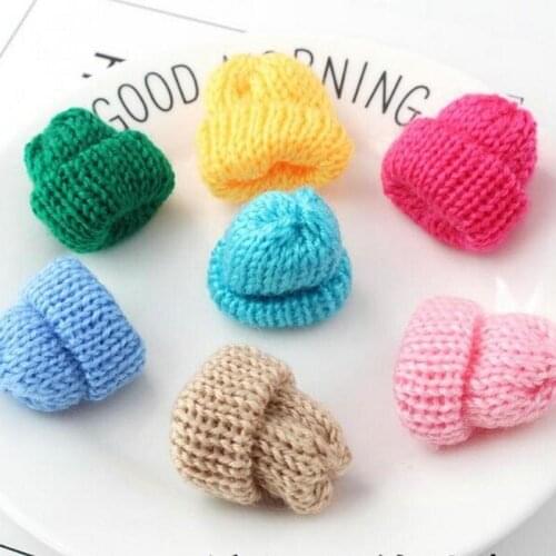 100pcs Kawaii Multicolored Headwear Decor mini Knitting Yarn Cap for Phone Case Decorations