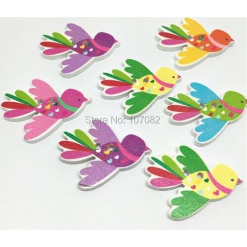 1000pcs Wooden Assorted Birds Buttons 35x28mm Sewing Accessories Scrapbooking Embellishments Crats Button