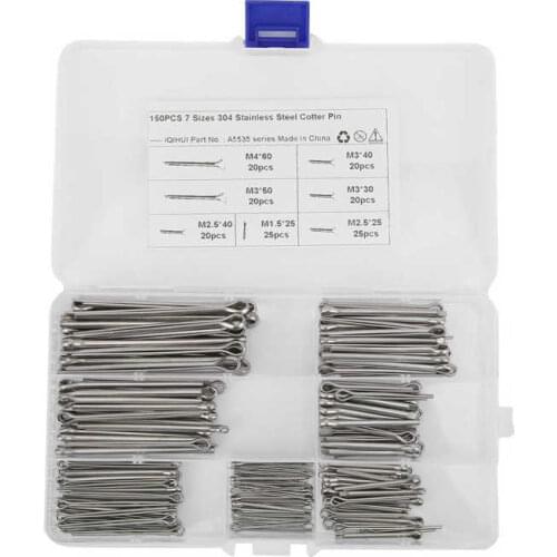 150pcs Cotter Pin Clips Assortment Stainless Steel 7 Specifications Split Pins Universal Car Accessory