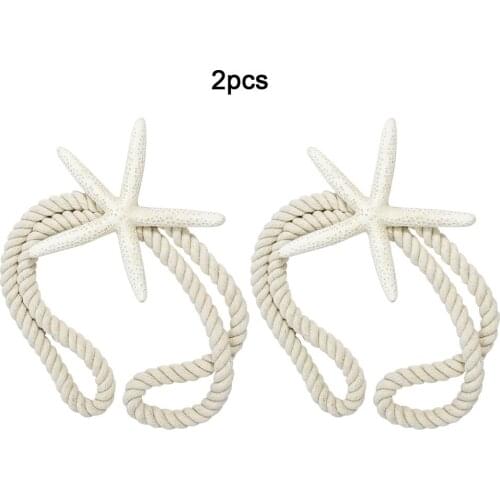 2Pcs Natural Lage Starfish Window Curtain Tiebacks Rope Drape Tie Back Band Drapery Holdbacks Holder Room Home Ornaments