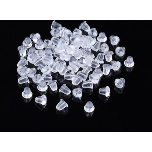 200pcs Clear Soft Plastic Earring Back Stopper Ear Nuts Plugging Safety Bullet Clutch Stopper DIY Stud Earrings Findings