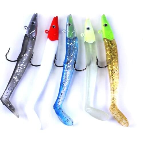 5pcs New Lead Head Glow Bait Soft Fishing Lure Single Hook 19g 11cm Silicone Hard Jig Swimbait Pesca Artificial Fishing Tackle