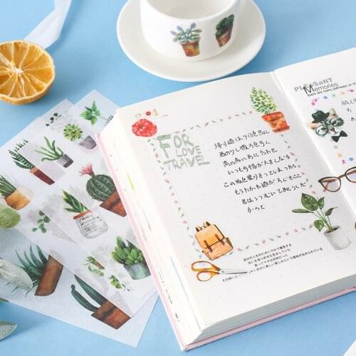 6 Sheets/lot Cute Washi Paper Stationery Sticker Set Floral Kawaii Stickers Decoration Label For Journal Planner Scrapbooking