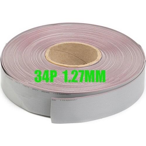 Free shipping 10M high quality 34pin Insulated flat Grey ribbon cable 34P ribbon cable 1.27MM pitch copper flat wire