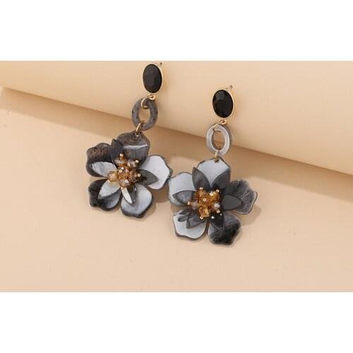 Large Acrylic Handmade Flower Dangle/Drop Earrings for Women Fashion Jewelry Cute Long Earing 2021 Korean Resin Big Earring