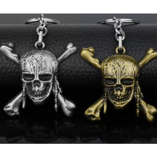Pirates-Caribbeans Captain Jackk Keychain Sparrow Mask Skull With Crossbones Key Holder Men Gifts