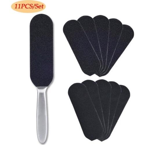 Double Sided Foot File Pedicure Tools + 10pcs Dry Sanding Papers Feet Callus Dead Skin Remover pedicura Feet Care Tool Rasp File