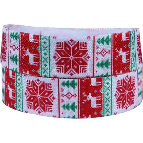 FLRA FOE Wholesale FLORA RIBBONS Christmas deer fold over elastic ribbon