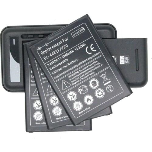 ITopZea 3x 3200mAh / 12.32Wh BL-44E1F / BL44E1F / BL 44E1F Replacement Battery + Universal Wall Charger For LG V20 H990 F800
